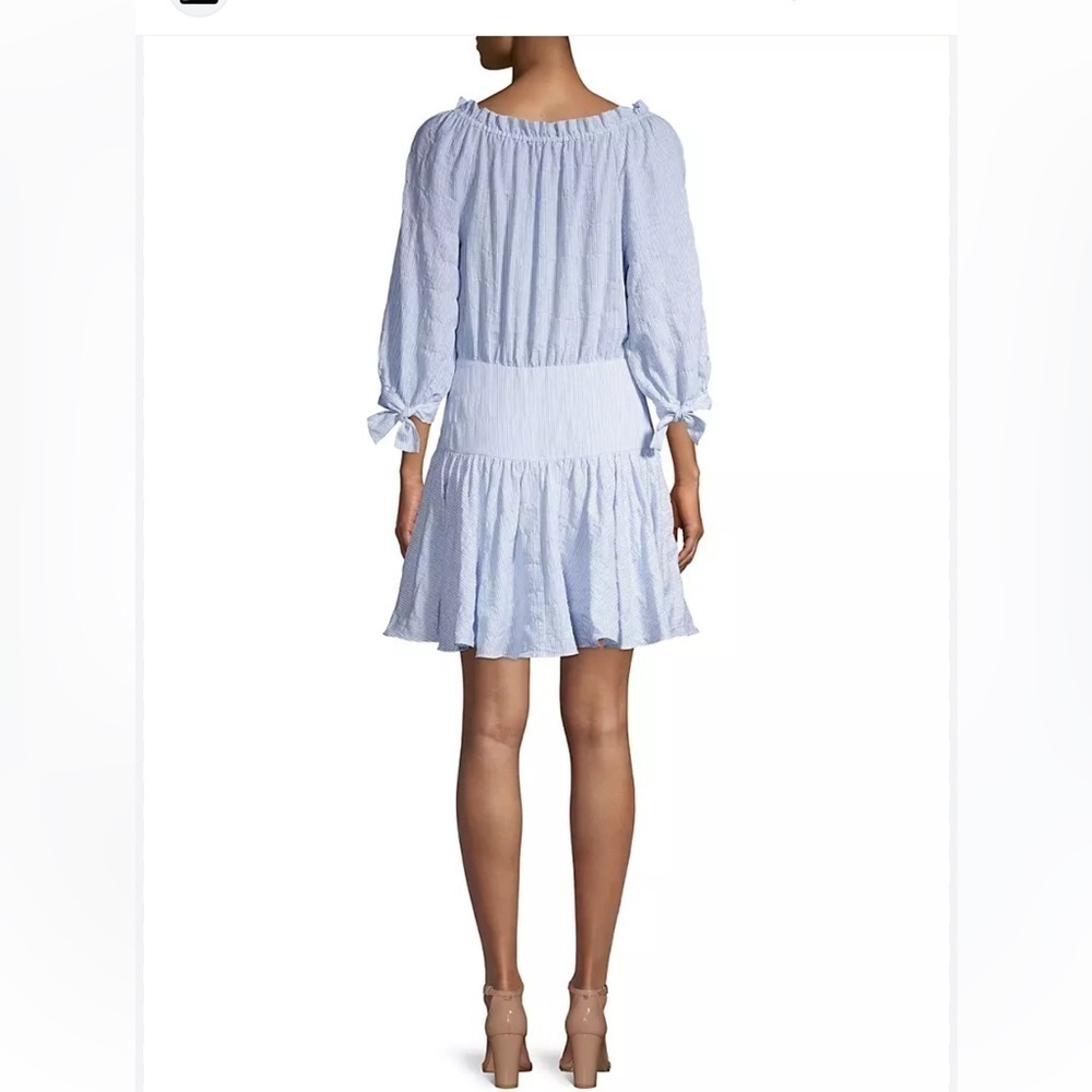 Rebecca Taylor Striped Mini Dress white blue size 6 - Picture 2 of 11